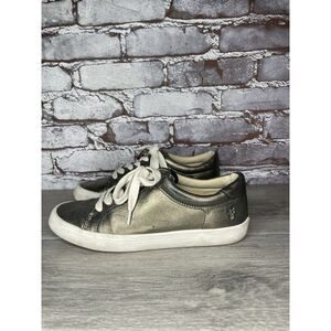 Frye Kerry Pewter Leather Low Top Lace Up Fashion Sneakers Women's Sz 7M US/38EU